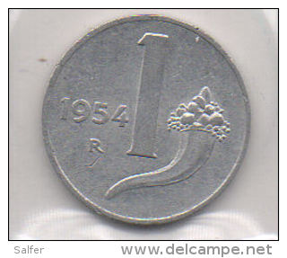 ITALIA REPUBBLICA - 1 Lira 1954 FDC - 1 Lire