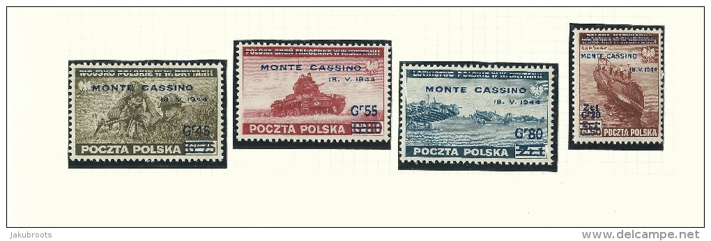 1944.  MINT   STAMPS WITH GUM , CAPTURE OF MONTE  CASSINO  OVERPRINT. - Non Classés