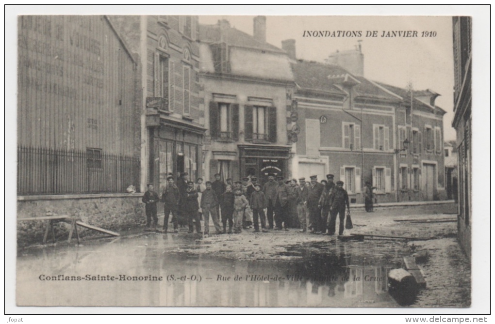 78 YVELINES - CONFLANS SAINTE HONORINE Rue De L'hôtel De Ville, Inondations 1910 - Conflans Saint Honorine