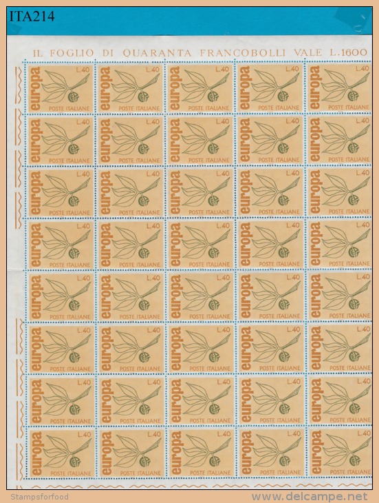 ITALIA, 1965, Europa L. 40, Foglio Intero Di 40 Esemplari - Feuilles Complètes