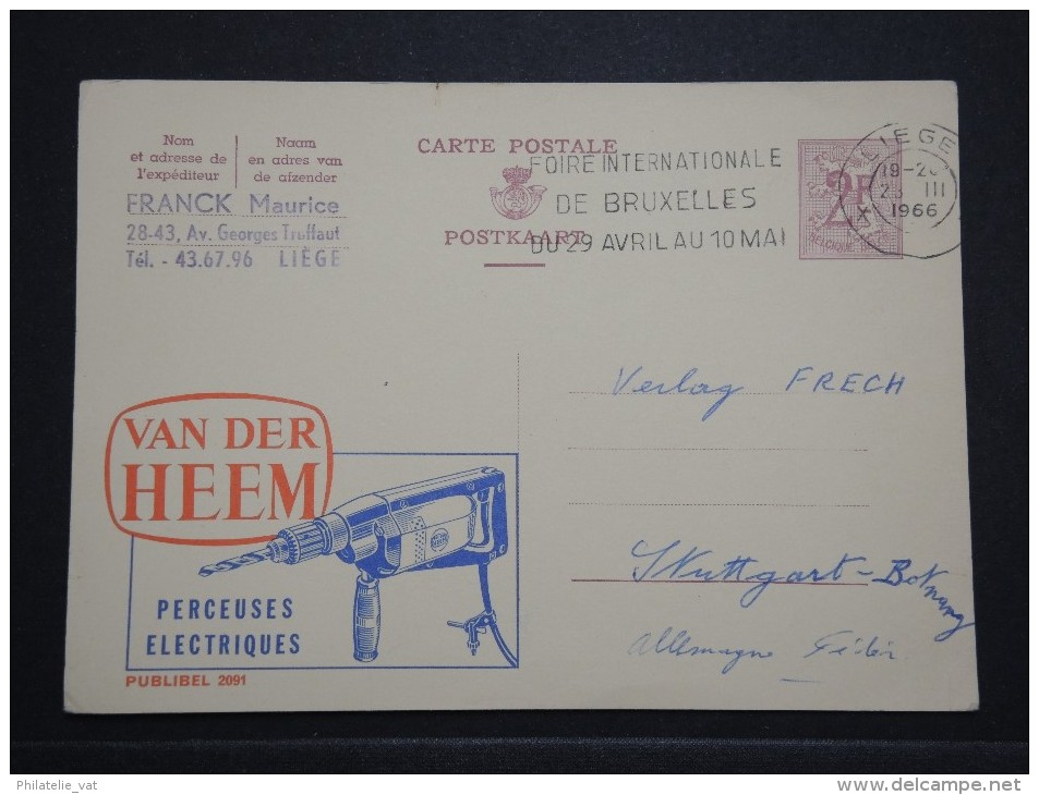 BELGIQUE - Entier Postal Illustré ( Perçeuses électriques) Pour L ' Allemagne En 1966 - A Voir - Lot P14431 - Cartes Postales Illustrées (1971-2014) [BK]