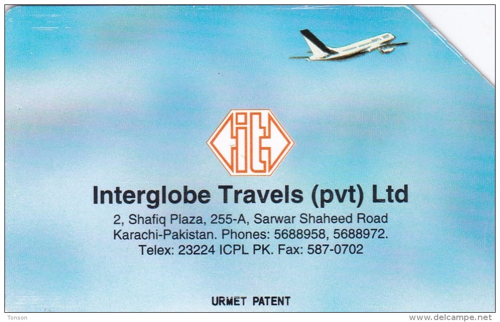 Pakistan, PAK-M-05, Interglobe Travels Ltd, Airplane, 2 Scans - Pakistan