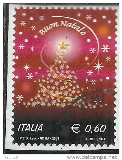 ITALIA REPUBBLICA ITALY REPUBLIC 2012 NATALE ALBERO DI STELLINE CHRISTMAS NOEL NAVIDAD NATAL USATO USED OBLITERE´ - 2011-20: Usati