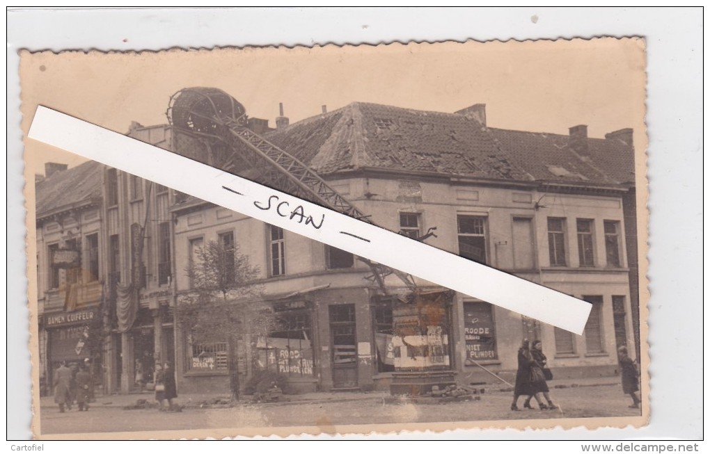 MERKSEM-FOTOKAART-OORLOG-1944-NA HET VERTREK DER DUITSERS-FOTO-THEO MEERSMANS-HISTORISCH DOCUMENT-ZIE 4 SCANS-TOP ! ! ! - Antwerpen