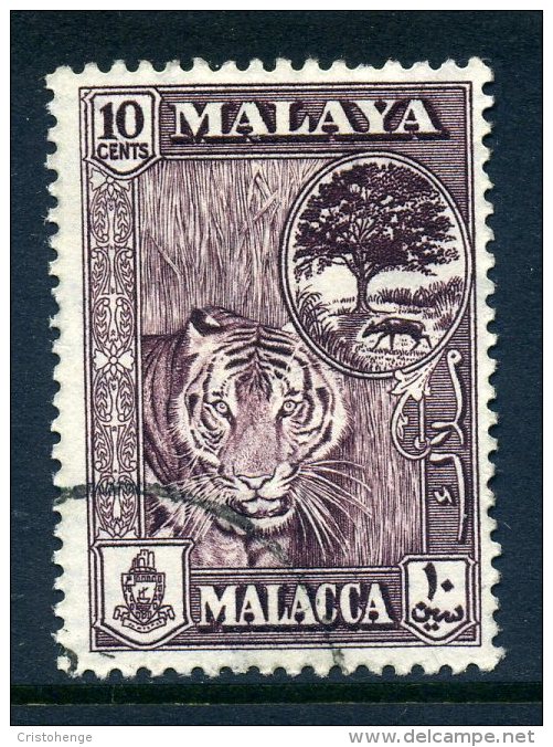 Malaysian States - Malacca 1960-62 Pictorials - Melaka Tree - 10c Tiger Used (SG 55) - Malacca