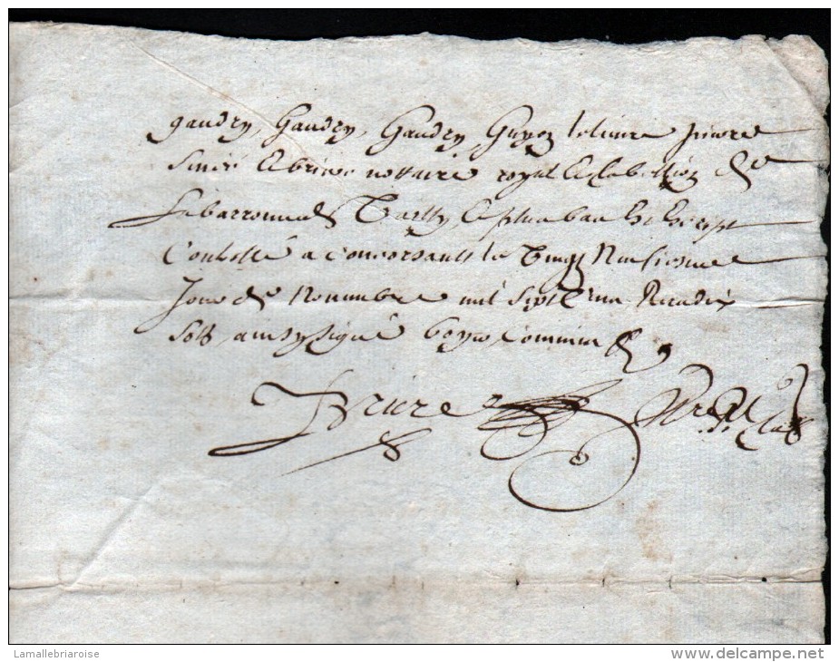 22 NOVEMBRE 1700,  GENERALITE DE BOURGES SUR CONTRAT DE MARIAGE, 2 FEUILLES , 2 SCANS - Cachets Généralité