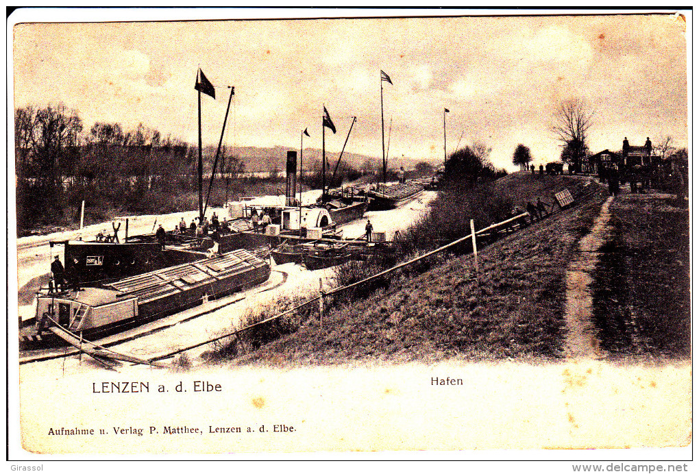 CPA LENZEN A D ELBE HAFEN PORT BATEAUX PENICHES - Lenzen