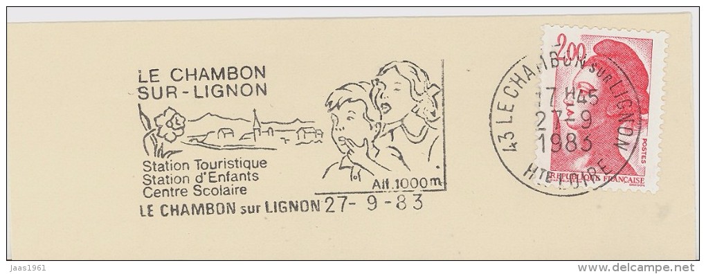 FRANCE. FRAGMENT POSTMARK CHAMBON SUR LIGNON. 1983. FLAMME - Otros & Sin Clasificación