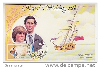 Montserrat 1981 Royal Wedding Charles - Diana Royal Yacht "The Charlotte" 1v Maxicard (´26647A) - Montserrat