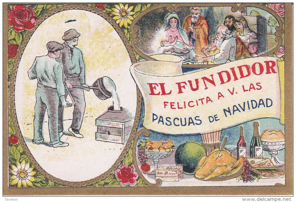 POSTAL DE FELICITACION DE EL FUNDIDOR FELICITA A V. LAS PASCUAS DE NAVIDAD (NAVIDAD-CHRISTMAS) - Publicité