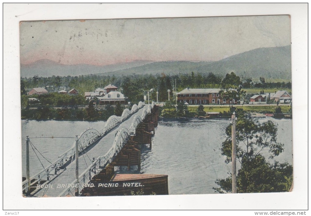 Carte Postale Huon River Bridge And  PICNIC HOTEL TASMANIA Années 1910 AUSTRALIE TASMANIE - Autres & Non Classés