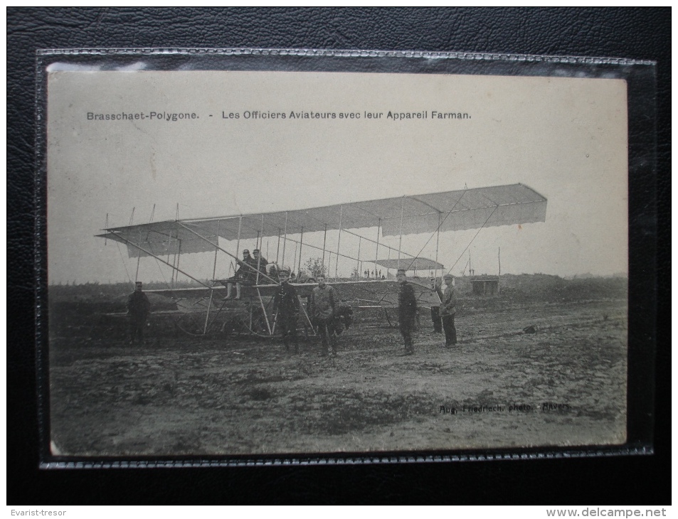 Cpa/pk Brasschaet-Polygone - Les Officiers Aviateurs Avec Leur Appareil Farman 1912 - Brasschaat