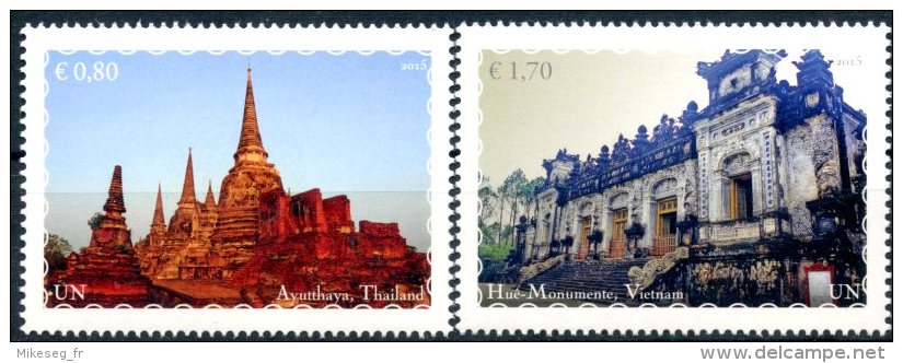 ONU Vienne 2015 - Patrimoine Mondial Asie - 2 Timbres Détachés De Feuille ** MNH PF - Neufs