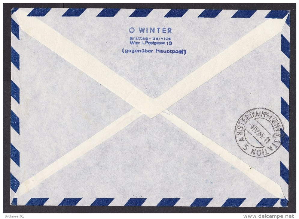 Austria: FFC First Flight Cover, 1964, Austrian Airlines Vienna-Frankfurt-Amsterdam By Caravelle, Retour (traces Of Use) - Covers & Documents