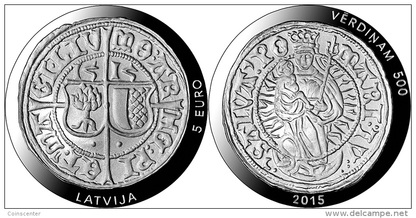 Latvia 5 Euro 2015 "500 Years Of Livonian Ferding" Silver PROOF - Latvia