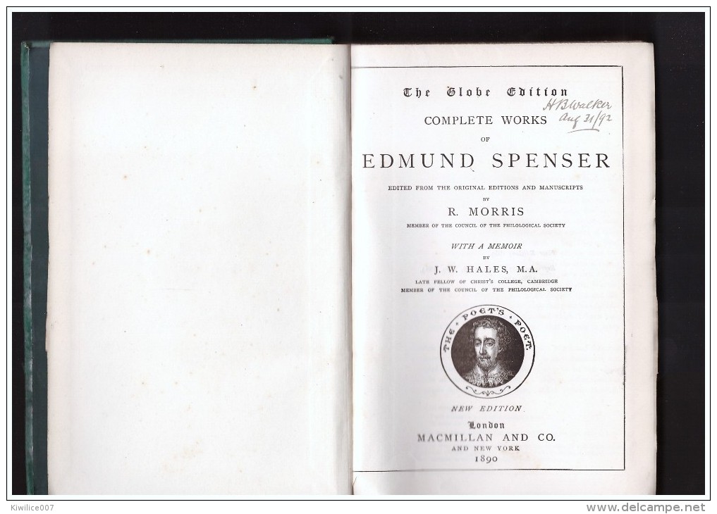 1890 Complete Works  Of Edmund Spencer    Morris  With A Memoir   J W Hales  M A - 1850-1899