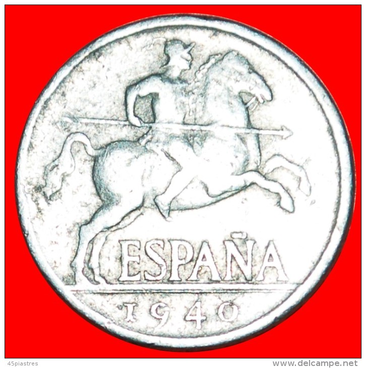 * IBERIAN RIDER: SPAIN★ 5 CENTAVOS 1940! UNUSUAL! LOW START&#9733; NO RESERVE! - 5 Centimos