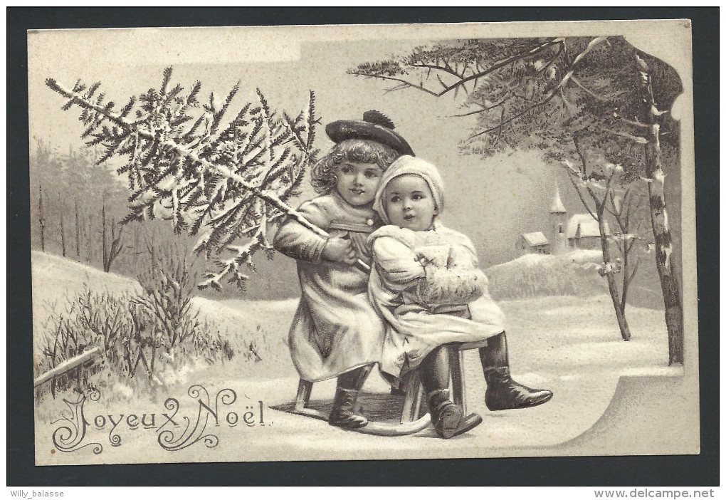 CPA - Fantaisie - Voeux - Joyeux Noël - Christmas - Enfants - Girl - Luge - Traineau - Relief - Embossed  // - Autres & Non Classés