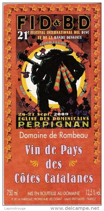 Etiquette Vin MEZZO Festival BD Perpignan 2009 (Vin De Pays)(Le Roi Des Mouches Love In Vain...) - Art De La Table