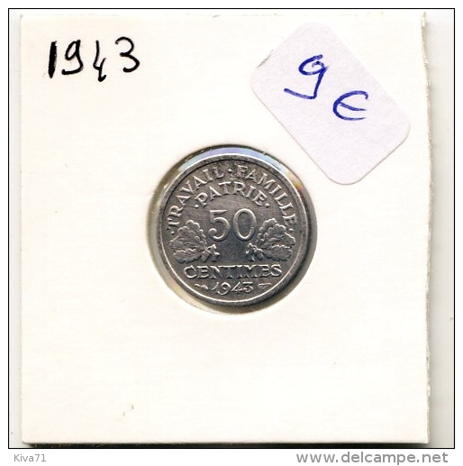 50 Centimes  Etat Français  1943  TTB+/SUP - 50 Centimes