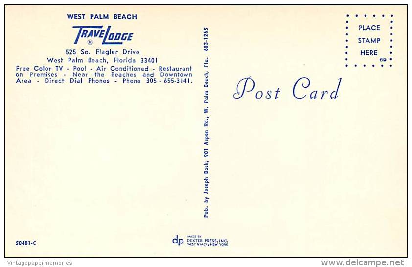 258253-Florida, West Palm Beach, Travelodge, Multi-View Scenes, Joseph Back By Dexter Press No 50481-C - West Palm Beach