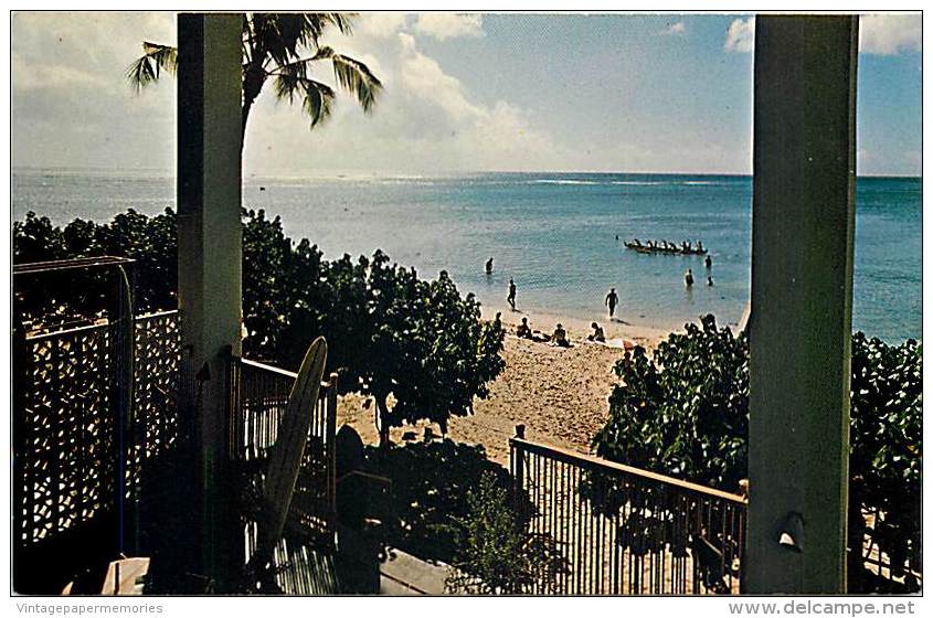 258385-Hawaii, Waikiki Beach, YWCA Beach Club, Huinakolu Kai, Henry McGrew Printing No 610941 - Oahu
