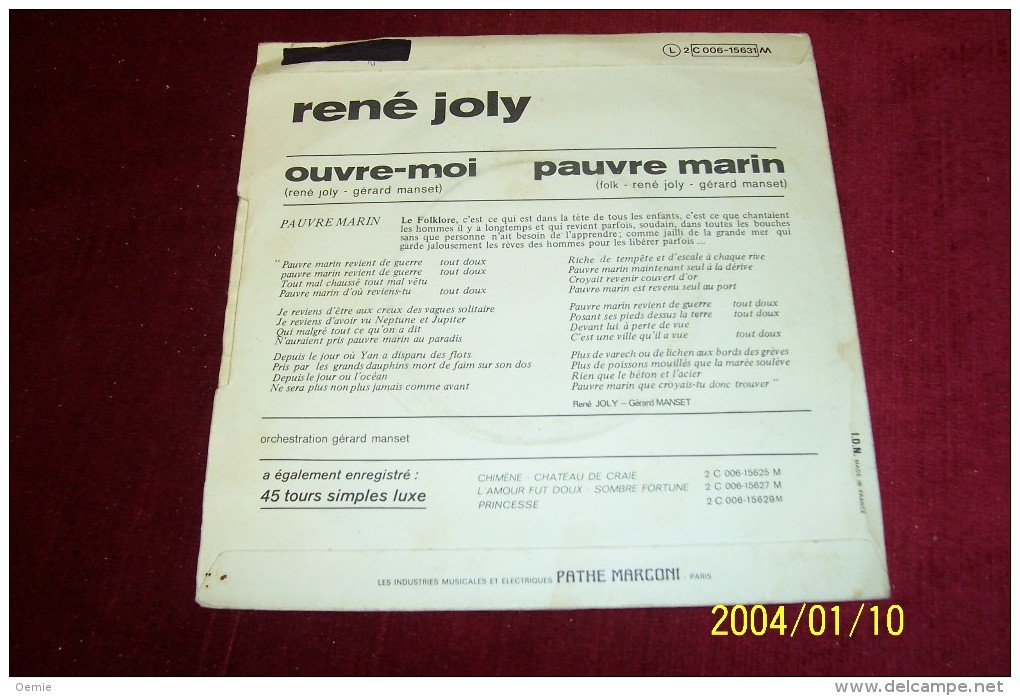 RENE  JOLY  °  PAUVRE MARIN - Collections Complètes