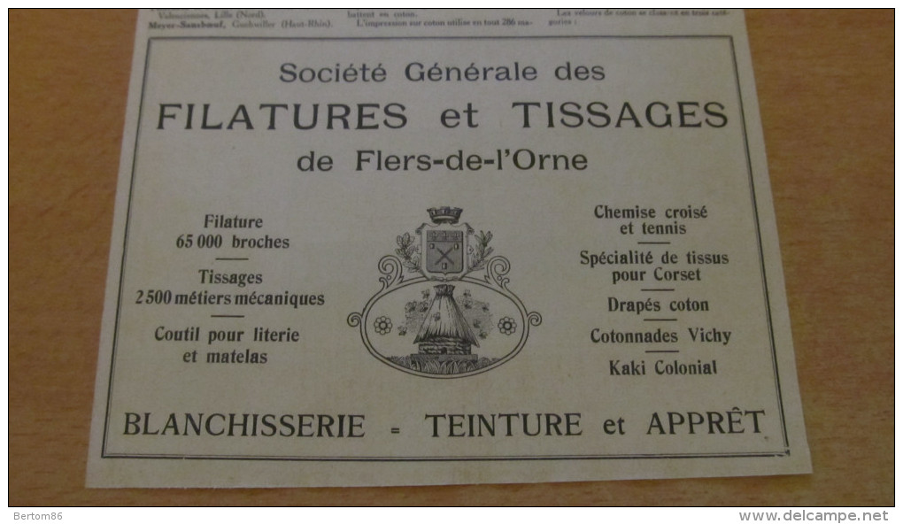 FLERS-de-L'ORNE - FILATURES ET TISSAGES / MOTTE - BOSSUT Fils ROUBAIX FILATURES - PUBLICITES DE 1934. - Advertising