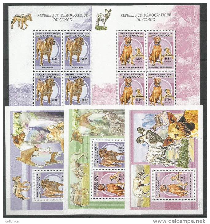 République Démocratique Du Congo - 2520/2521 (4X) + BL479/480 + BL481 - Chiens - 2007 - MNH - Neufs