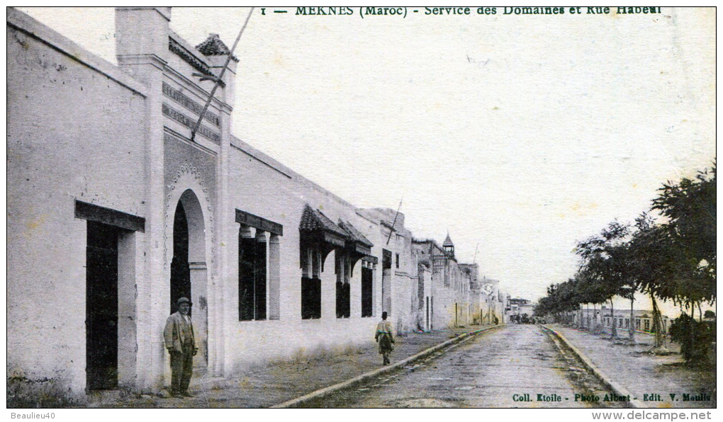 MAROC - MEKNÈS - SERVICE DES DOMAINES ET RUE HABEUL (Ecrite 1924) - Meknès