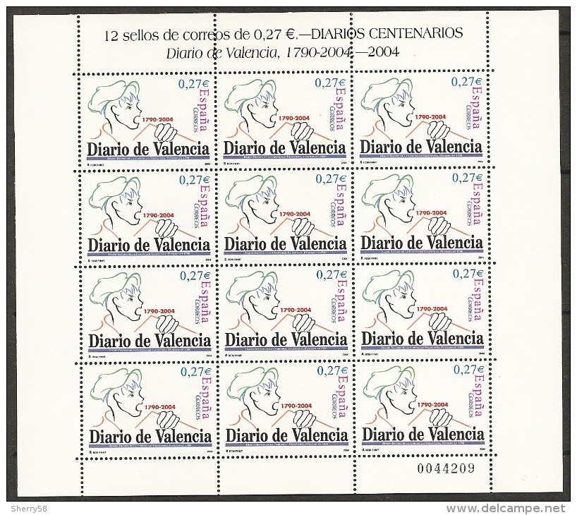 2004-ED. 4094 -EN MINIPLIEGO  M.P. 85-DIARIOS CENTENARIOS. DIARIO DE VALENCIA-NUEVO - Blocs & Hojas