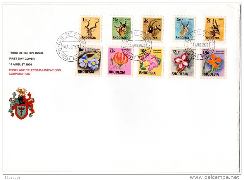 Rhodesia - 1974 Definitive FDC Set - Rhodesia (1964-1980)