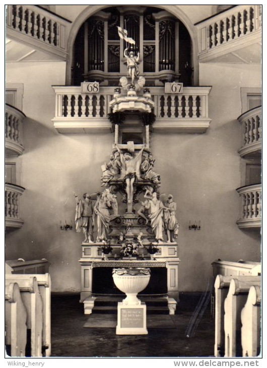 Eibenstock Carlsfeld - S/w Altar Der Historischen Kirche    Fotokarte - Eibenstock