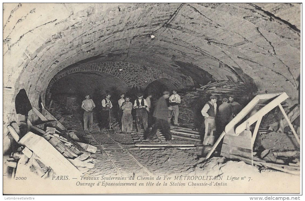 Paris Construction Du Chemin De Fer Métropolitain, Ligne N°7, Ouvrage D'épanouissement En Tête De La Station ... - Métro Parisien, Gares