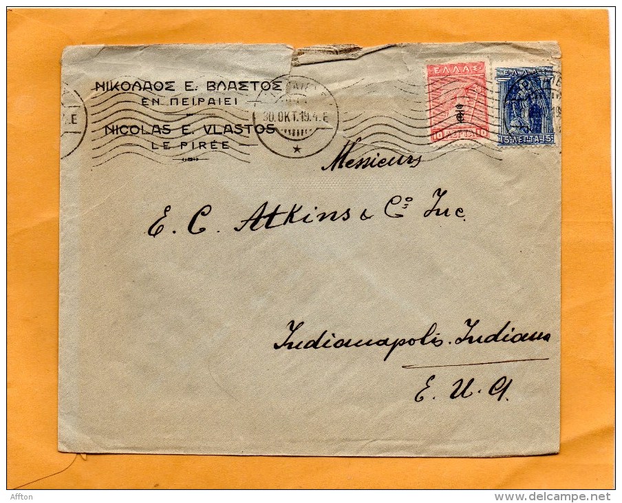 Greece 1919 Cover Mailed To USA - Briefe U. Dokumente