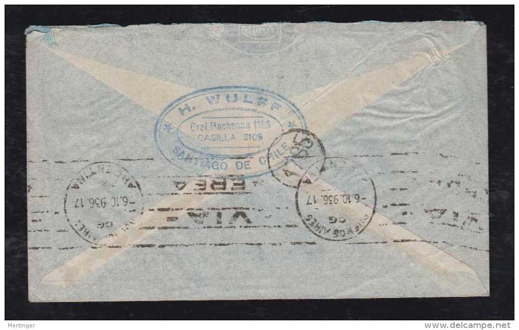 Chile 1936 AIRMAIL Cover SANTIAGO To BUENOS AIRES Argentina - Chili