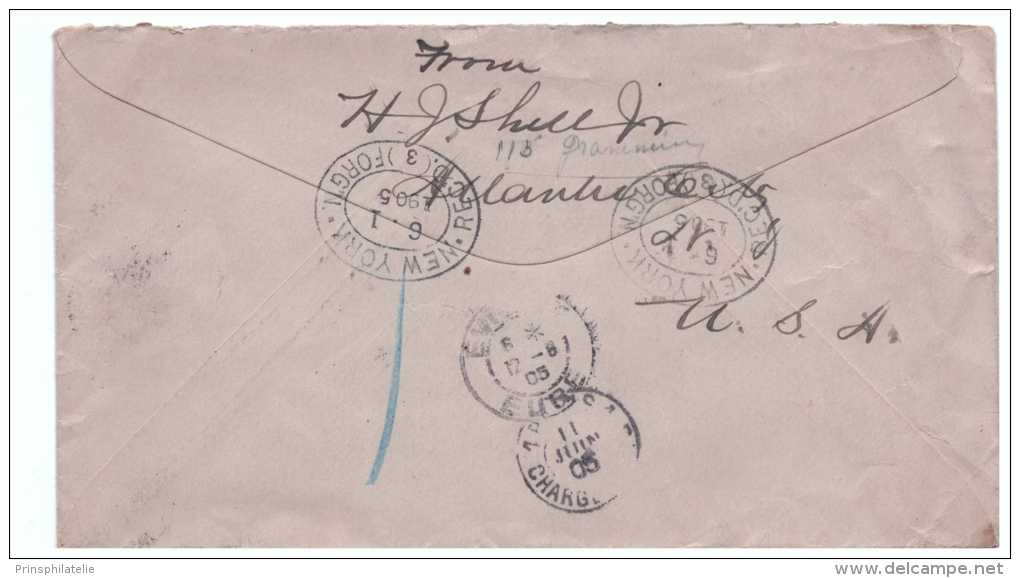 LETTRE RECOMMANDEE D´ ATALANTIC CITY POUR LA FRANCE REGISTERED COVER USA 1905 - Autres & Non Classés