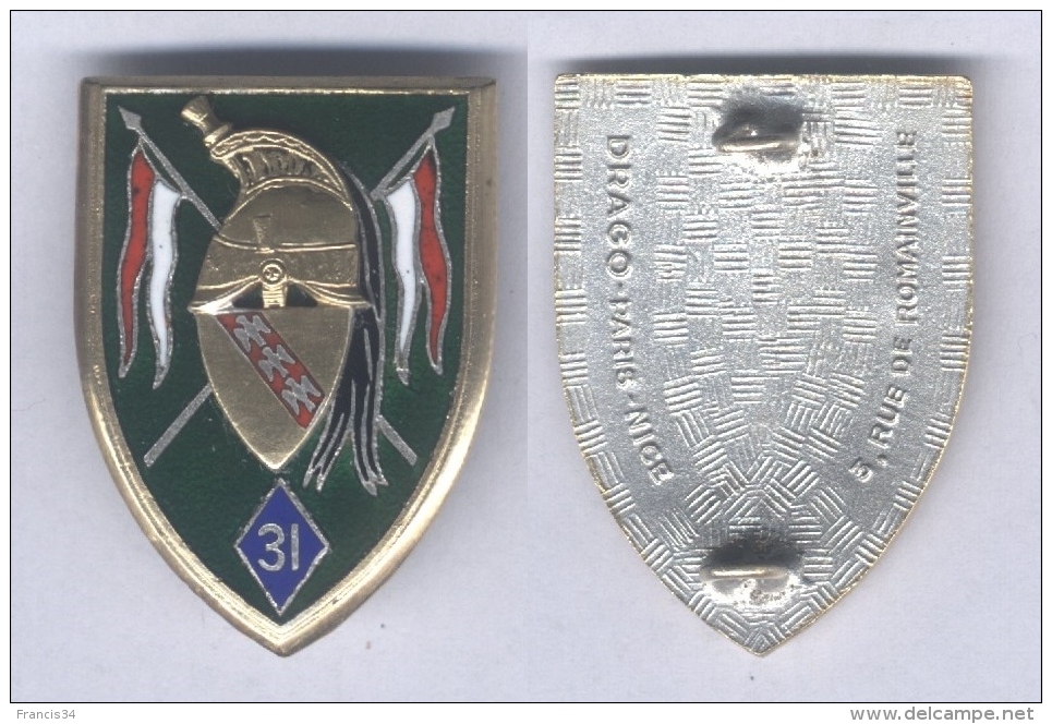 Insigne Du 31e Régiment De Dragons - Armée De Terre