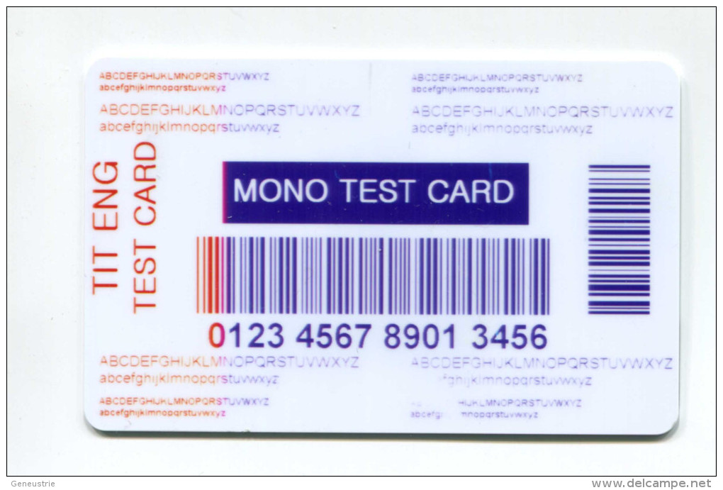 Spécimen Essai Prototype De Carte Cadeau "Mono Test Card" - Cartes De Casino