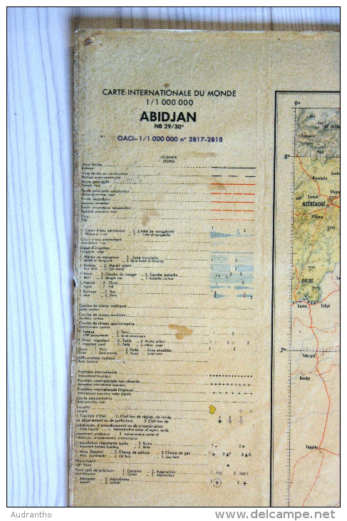 Aviation Carte Navigation Aérienne ABIDJAN COTE D'IVOIRE 1968 Aviation - Andere & Zonder Classificatie