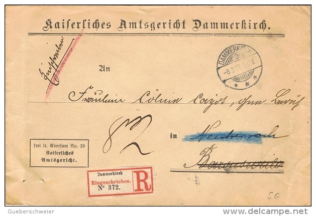 ALS40 - ALSACE Lettre Recommandée Du Tribunal De Dannemarie 1912 - Altri & Non Classificati