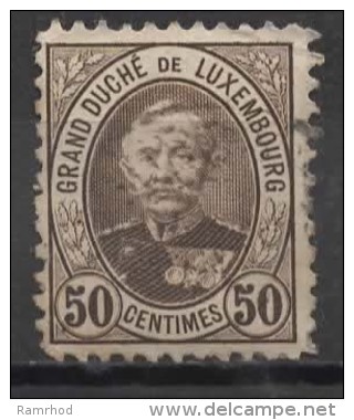 LUXEMBOURG 1891 Grand Duke Adolf -  50c. - Brown   FU PAPER ATTACHED - 1891 Adolfo De Frente