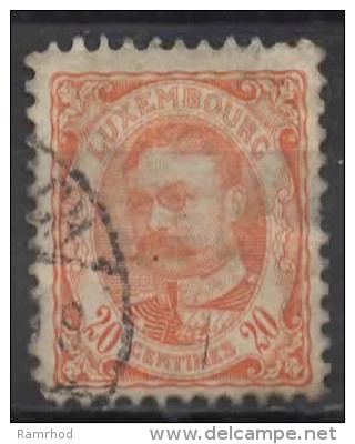 LUXEMBOURG 1906 Grand Duke William IV - 20c. - Orange  FU SOME PAPER ATTACHED - 1906 Guillermo IV