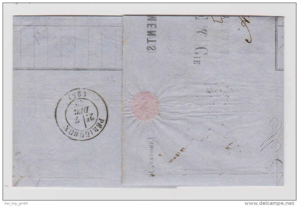Frankreich 1869-12-06 Limoges Brief Nach Périgueux Mit 40C Napoléon #2049 - 1863-1870 Napoleone III Con Gli Allori