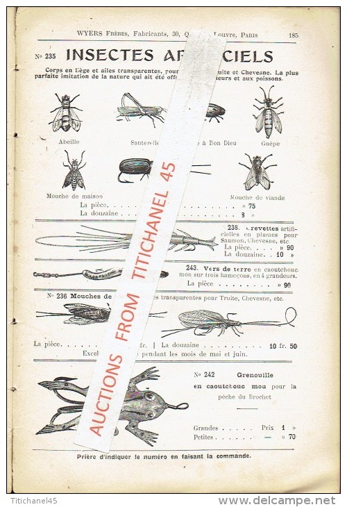 Rare catalogue-guide 1908 WYERS Frères à PARIS Fabricants de matériel et articles de pêche