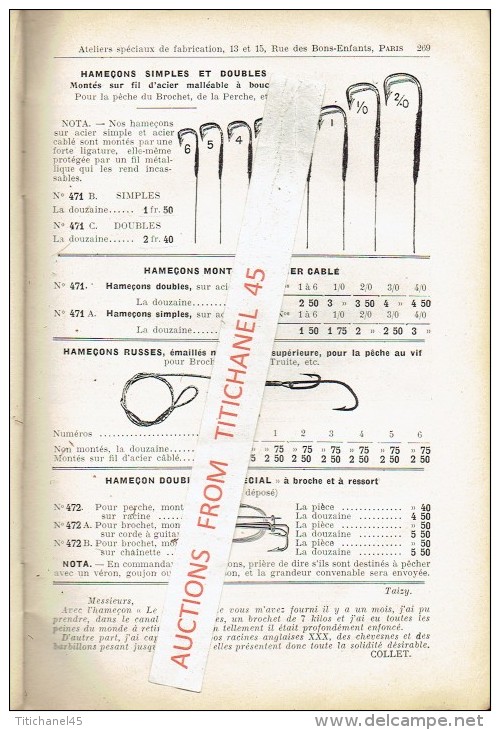 Rare catalogue-guide 1908 WYERS Frères à PARIS Fabricants de matériel et articles de pêche