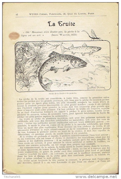 Rare catalogue-guide 1908 WYERS Frères à PARIS Fabricants de matériel et articles de pêche