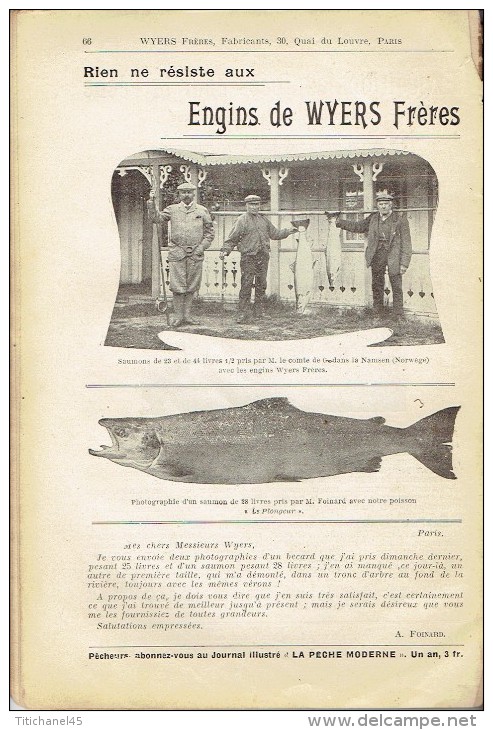 Rare catalogue-guide 1908 WYERS Frères à PARIS Fabricants de matériel et articles de pêche