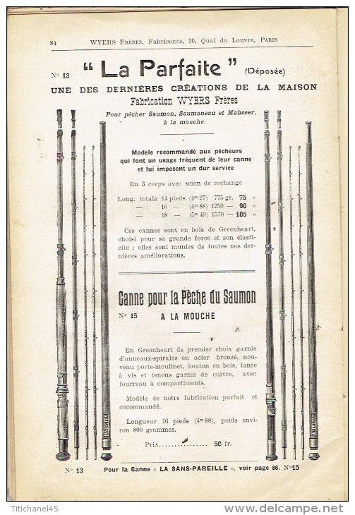Rare catalogue-guide 1908 WYERS Frères à PARIS Fabricants de matériel et articles de pêche
