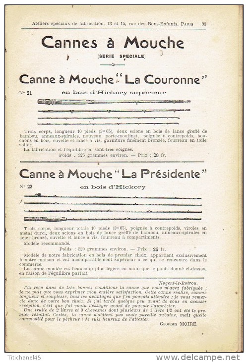 Rare catalogue-guide 1908 WYERS Frères à PARIS Fabricants de matériel et articles de pêche